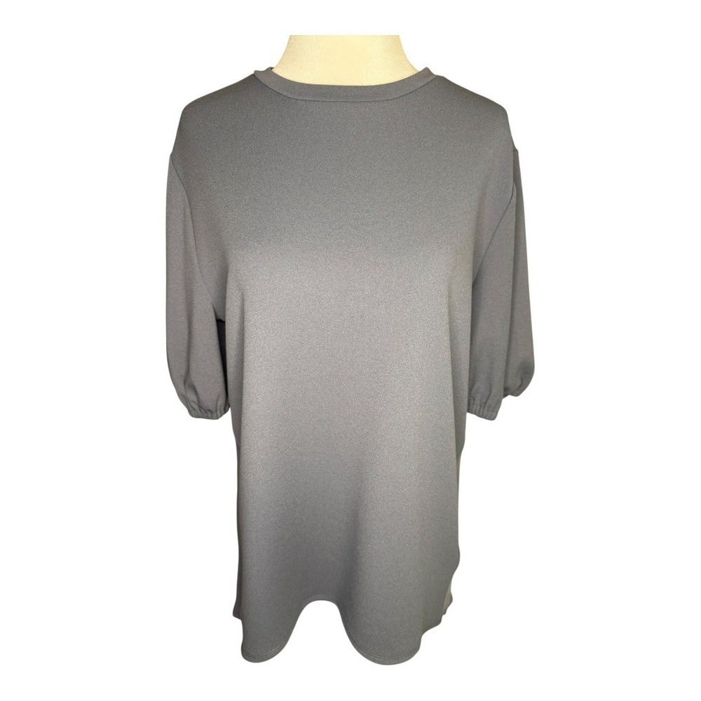 Nordstrom Rack Gray Tunic Top Blouse Women's Large Puff Sleeve Casual NWT